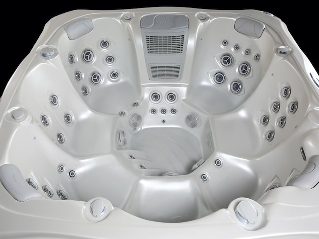 Outdoor spa 7-persoons 220x220x90 cm - wit bad met donkerbruine zijkant - incl. bluetooth - afbeelding 9 van  12