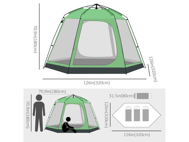 Outsunny 6-persoons instant automatische kampeertent - afbeelding 4 van  7