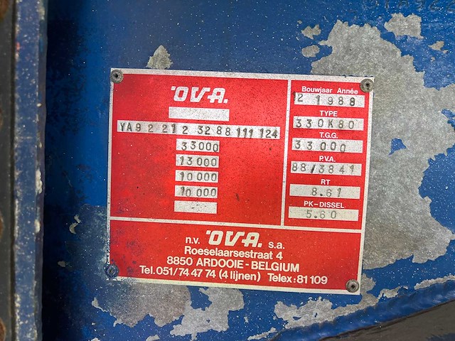 Ova - 1988 - kiptrailer 330k80 - oplegger - afbeelding 9 van  28