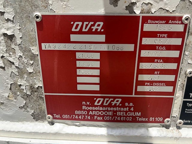 Ova - 1995 - 20 ob 77 bulkoplegger - oplegger - afbeelding 8 van  21