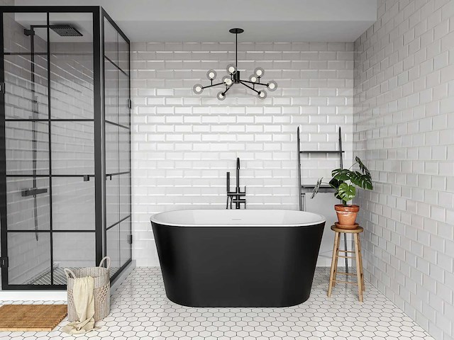 Ovaal vrijstaand bad - 180l - zwart - acryl - afbeelding 1 van  7