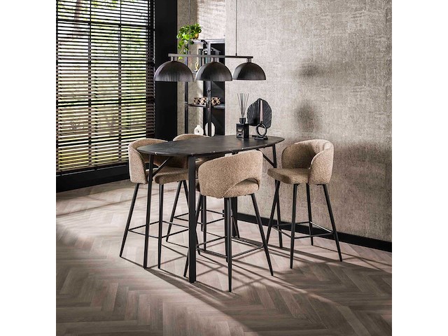 Ovale bartafel deens 140 cm grafiet 3d melamine - afbeelding 1 van  5