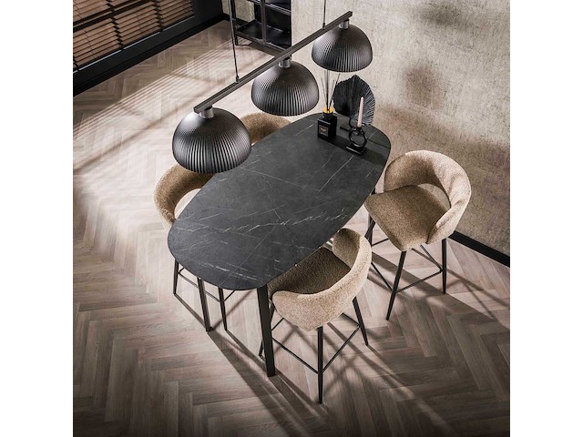 Ovale bartafel deens 140 cm grafiet 3d melamine - afbeelding 2 van  5