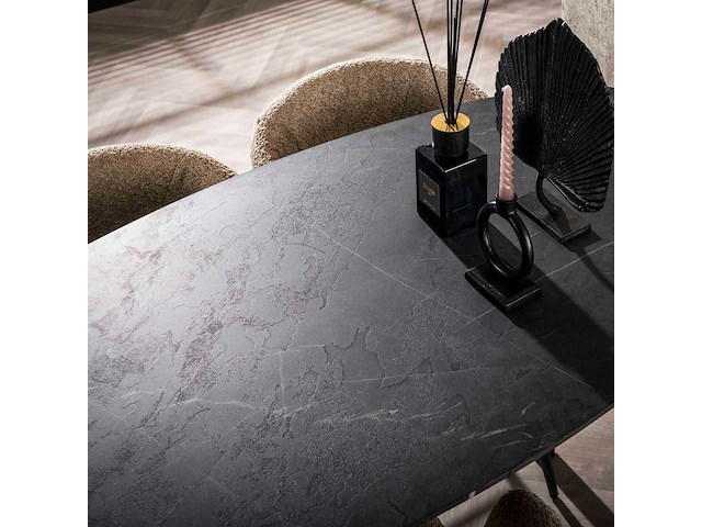 Ovale bartafel deens 140 cm grafiet 3d melamine - afbeelding 3 van  5