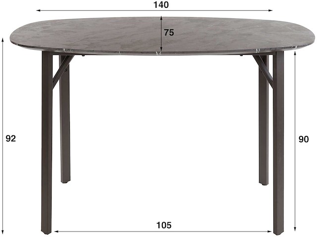 Ovale bartafel deens 140 cm grafiet 3d melamine - afbeelding 5 van  5