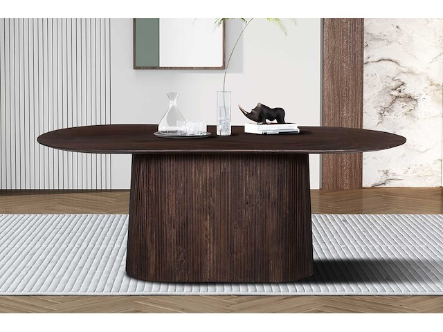 Ovale donkerbruine tafel miguel - 200 cm | massief mangohout - afbeelding 1 van  5