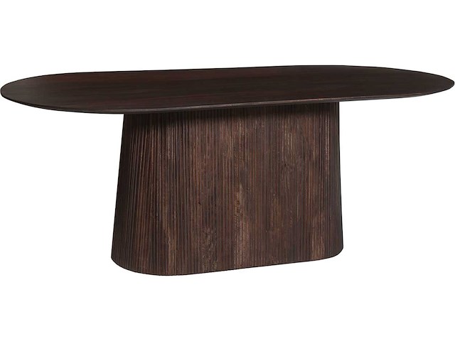 Ovale donkerbruine tafel miguel - 200 cm | massief mangohout - afbeelding 2 van  5