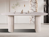 Ovale eettafel lagos - 200x100x76cm - travertin - afbeelding 1 van  7