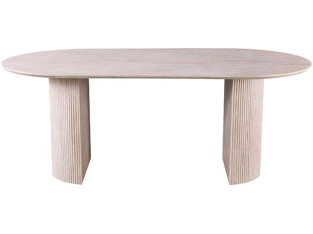 Ovale eettafel lagos - 200x100x76cm - travertin - afbeelding 3 van  7