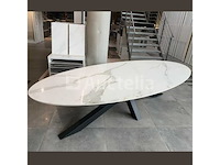 Ovale keramische tafel met zwarte metalen poot, 125 cm x 290 cm - afbeelding 1 van  3
