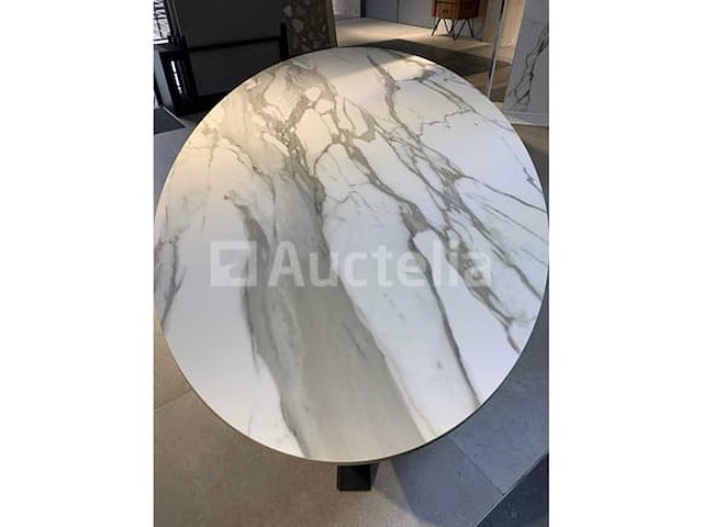 Ovale keramische tafel met zwarte metalen poot, 125 cm x 290 cm - afbeelding 3 van  3