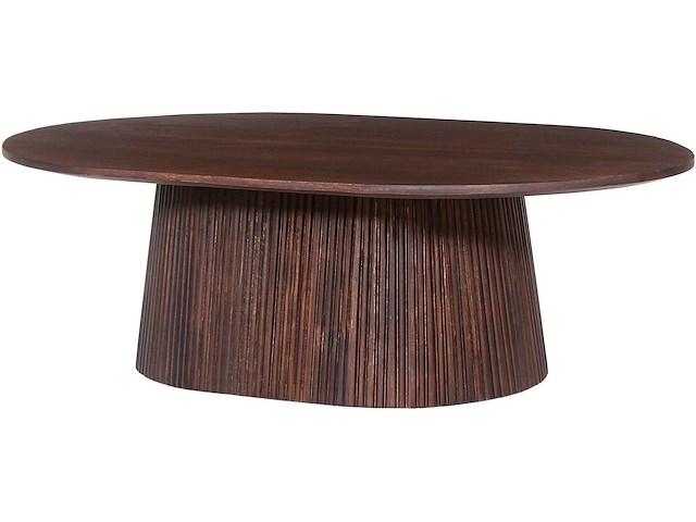 Ovale salontafel miguel 120 cm donkerbruin | massief houten structuur en blad mango - afbeelding 2 van  6