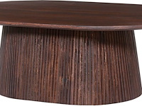 Ovale salontafel miguel 120 cm donkerbruin | massief houten structuur en blad mango - afbeelding 2 van  6