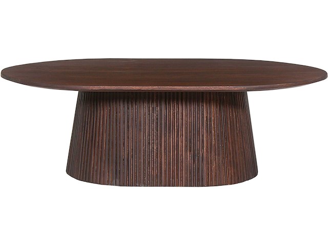 Ovale salontafel miguel 120 cm donkerbruin | massief houten structuur en blad mango - afbeelding 3 van  6
