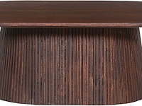 Ovale salontafel miguel 120 cm donkerbruin | massief houten structuur en blad mango - afbeelding 3 van  6