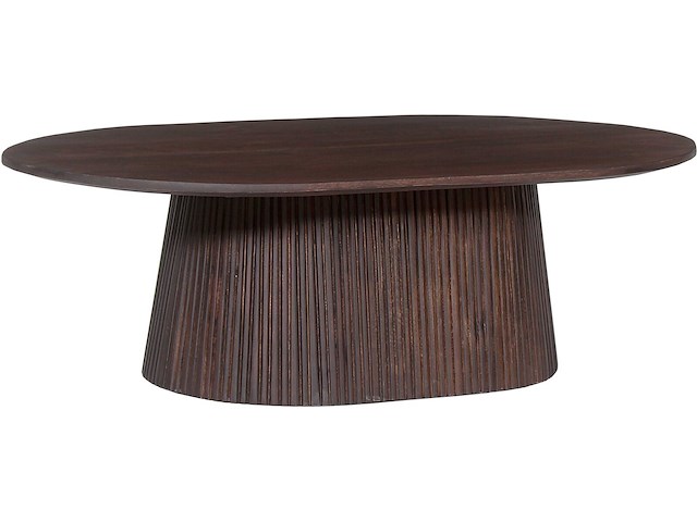 Ovale salontafel miguel 120 cm donkerbruin | massief houten structuur en blad mango - afbeelding 4 van  6