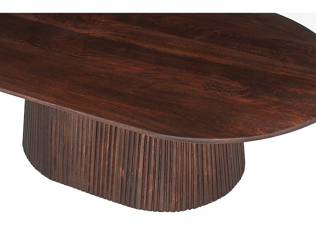 Ovale salontafel miguel 120 cm donkerbruin | massief houten structuur en blad mango - afbeelding 5 van  6