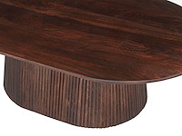 Ovale salontafel miguel 120 cm donkerbruin | massief houten structuur en blad mango - afbeelding 5 van  6