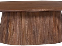 Ovale salontafel miguel 120 cm lichtbruin | massief houten structuur en blad mango - afbeelding 2 van  6