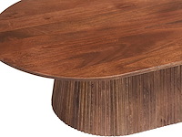 Ovale salontafel miguel 120 cm lichtbruin | massief houten structuur en blad mango - afbeelding 5 van  6