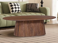Ovale salontafel miguel 120 cm lichtbruin | massief houten structuur en blad mango - afbeelding 1 van  6
