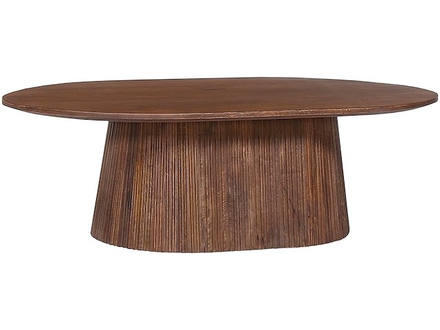 Ovale salontafel miguel 120 cm lichtbruin | massief houten structuur en blad mango - afbeelding 2 van  6