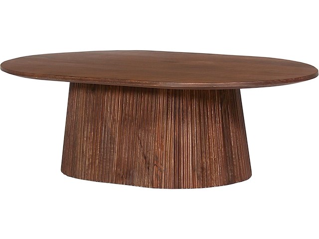 Ovale salontafel miguel 120 cm lichtbruin | massief houten structuur en blad mango - afbeelding 4 van  6