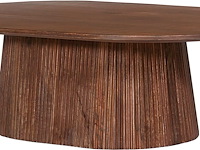 Ovale salontafel miguel 120 cm lichtbruin | massief houten structuur en blad mango - afbeelding 4 van  6