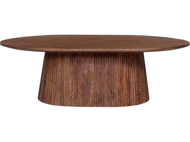 Ovale salontafel miguel 120 cm lichtbruin | massief houten structuur en blad mango - afbeelding 3 van  6