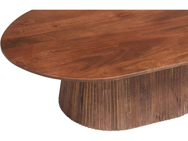 Ovale salontafel miguel 120 cm lichtbruin | massief houten structuur en blad mango - afbeelding 5 van  6