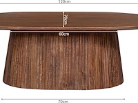 Ovale salontafel miguel 120 cm lichtbruin | massief houten structuur en blad mango - afbeelding 6 van  6