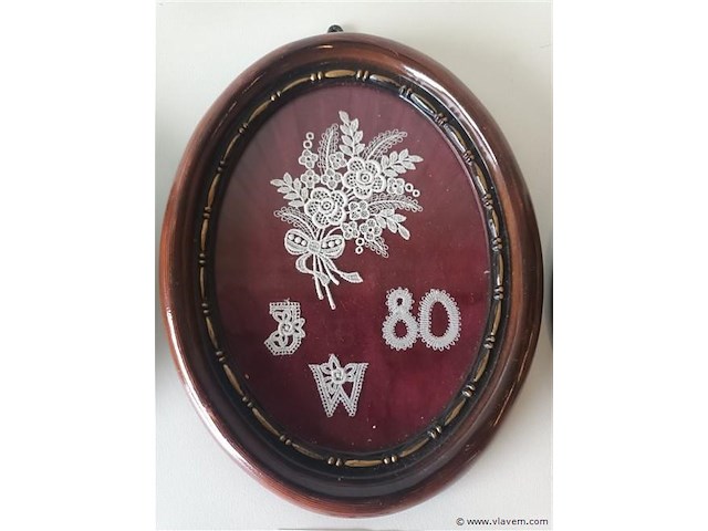 Ovalen kader met kantwerk. 3 stuks - afbeelding 3 van  3