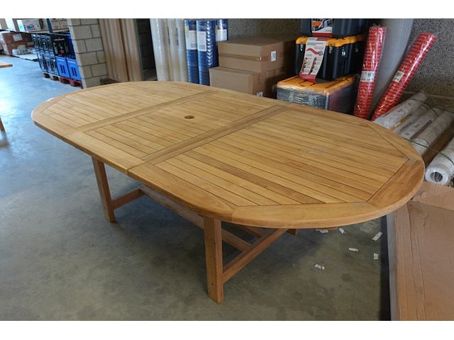Ovalen teakhouten tafel, jeparas, uitschuifbaar gf028 - afbeelding 4 van  11