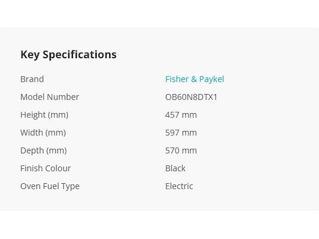 Oven fisher&paykel ob60n8dtx1aa - afbeelding 7 van  7