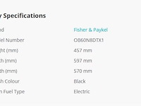Oven fisher&paykel ob60n8dtx1aa - afbeelding 7 van  7