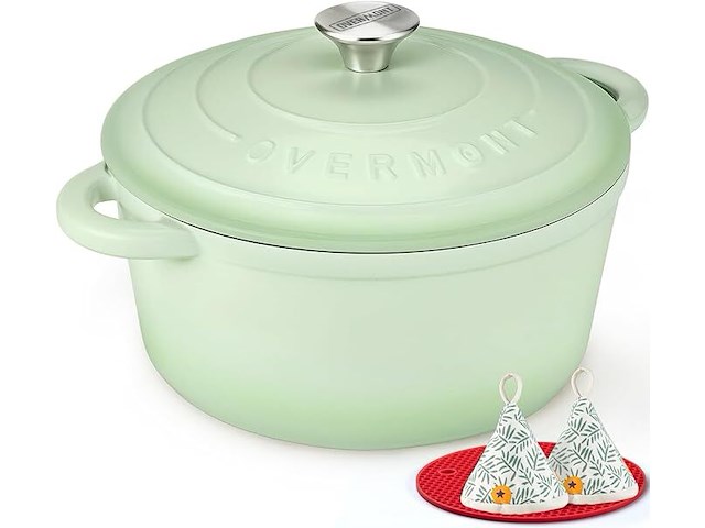 Overmont geëmailleerde gietijzeren braadpan (4,5 liter) - afbeelding 1 van  5