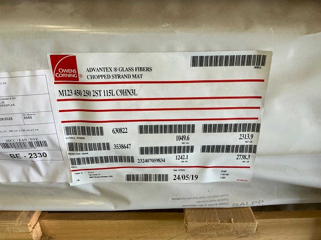 Owens corning m123 450 250 2st glasvezelmat (9x) - afbeelding 4 van  5