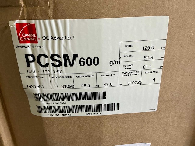 Owens corning pcsm 600 glasvezelmat (17x) - afbeelding 3 van  3