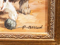 P. besson, two paintings with kittens, 20thc, oil on canvas 12.5 x 17.5 cm. (4.91 x 6.88 in.), frame: 29 x 24 cm. (11.41 x 9.44 in.) - afbeelding 6 van  9