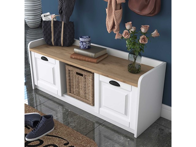 P2 kapstok | 100% melamine | wit, walnoot - afbeelding 4 van  8