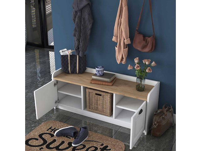 P2 kapstok | 100% melamine | wit, walnoot - afbeelding 6 van  8