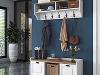 P2 kapstok | 100% melamine | wit, walnoot - afbeelding 2 van  8