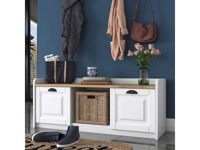 P2 kapstok | 100% melamine | wit, walnoot - afbeelding 3 van  8
