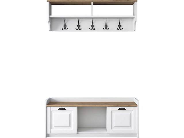 P2 kapstok | 100% melamine | wit, walnoot - afbeelding 8 van  8