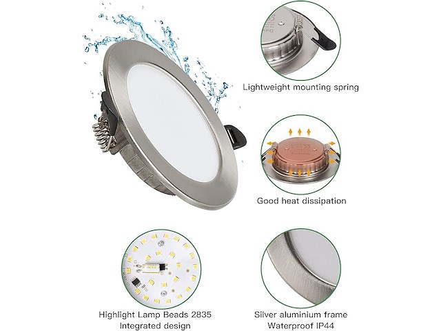Pack v 10 led inbouwspots warmwit - afbeelding 2 van  5