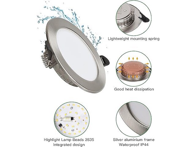 Pack v 10 led inbouwspots warmwit - afbeelding 2 van  4