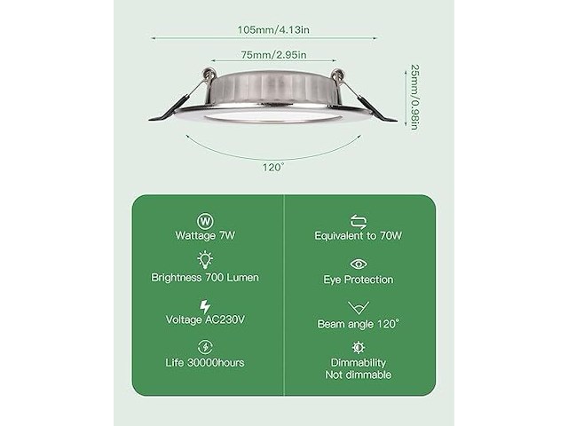 Pack v 10 led inbouwspots warmwit - afbeelding 4 van  4