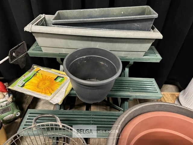 Pallet met bloempotten - bloemenrek - bloembakken - afbeelding 6 van  6