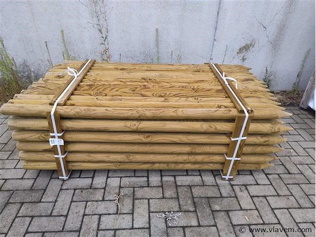 Pallet rondhout rond 8 cm 200 cm lang 78 stuks - afbeelding 1 van  2