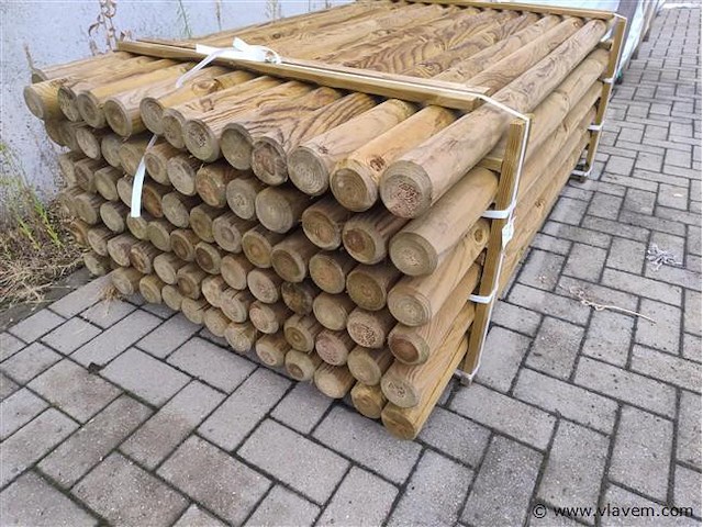 Pallet rondhout rond 8 cm 200 cm lang 78 stuks - afbeelding 2 van  2